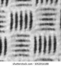 Spotted black and white grunge vector line background. Abstract halftone illustration background. Grunge grid polka dot background pattern
