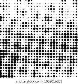Spotted black and white grunge vector line background. Abstract halftone illustration background. Grunge grid polka dot background pattern
