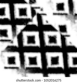 Spotted black and white grunge vector line background. Abstract halftone illustration background. Grunge grid polka dot background pattern
