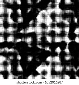 Spotted black and white grunge vector line background. Abstract halftone illustration background. Grunge grid polka dot background pattern
