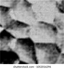 Spotted black and white grunge vector line background. Abstract halftone illustration background. Grunge grid polka dot background pattern
