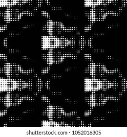 Spotted black and white grunge vector line background. Abstract halftone illustration background. Grunge grid polka dot background pattern
