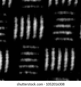 Spotted black and white grunge vector line background. Abstract halftone illustration background. Grunge grid polka dot background pattern
