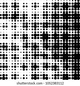 Spotted black and white grunge vector line background. Abstract halftone illustration background. Grunge grid polka dot background pattern
