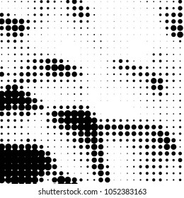 Spotted black and white grunge vector line background. Abstract halftone illustration background. Grunge grid polka dot background pattern
