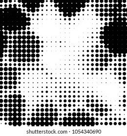 Spotted black and white grunge vector line background. Abstract halftone illustration background. Grunge grid polka dot background pattern
