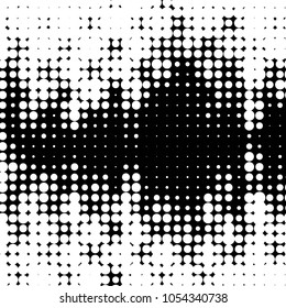Spotted black and white grunge vector line background. Abstract halftone illustration background. Grunge grid polka dot background pattern
