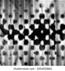 Spotted black and white grunge vector line background. Abstract halftone illustration background. Grunge grid polka dot background pattern
