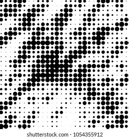 Spotted black and white grunge vector line background. Abstract halftone illustration background. Grunge grid polka dot background pattern
