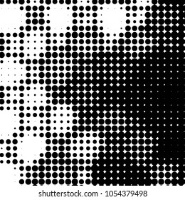 Spotted black and white grunge vector line background. Abstract halftone illustration background. Grunge grid polka dot background pattern
