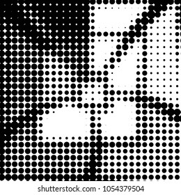 Spotted black and white grunge vector line background. Abstract halftone illustration background. Grunge grid polka dot background pattern
