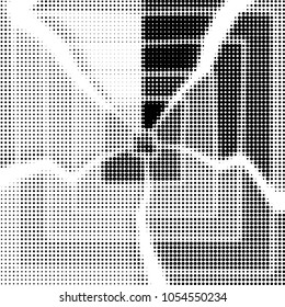 Spotted black and white grunge vector line background. Abstract halftone illustration background. Grunge grid polka dot background pattern
