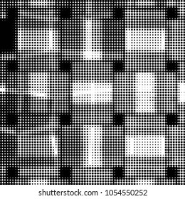 Spotted black and white grunge vector line background. Abstract halftone illustration background. Grunge grid polka dot background pattern
