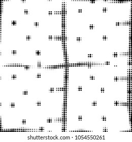 Spotted black and white grunge vector line background. Abstract halftone illustration background. Grunge grid polka dot background pattern
