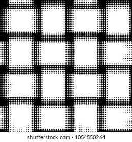 Spotted black and white grunge vector line background. Abstract halftone illustration background. Grunge grid polka dot background pattern
