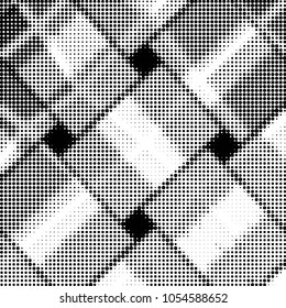 Spotted black and white grunge vector line background. Abstract halftone illustration background. Grunge grid polka dot background pattern
