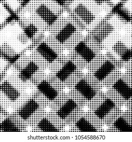 Spotted black and white grunge vector line background. Abstract halftone illustration background. Grunge grid polka dot background pattern

