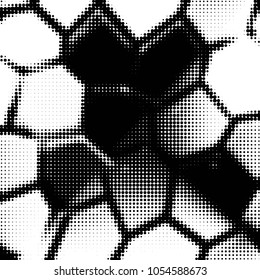 Spotted black and white grunge vector line background. Abstract halftone illustration background. Grunge grid polka dot background pattern
