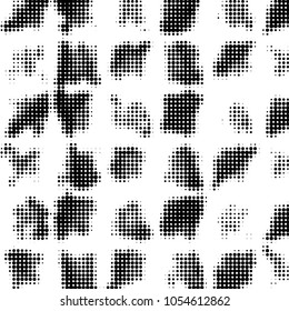 Spotted black and white grunge vector line background. Abstract halftone illustration background. Grunge grid polka dot background pattern
