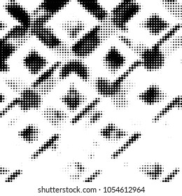 Spotted black and white grunge vector line background. Abstract halftone illustration background. Grunge grid polka dot background pattern
