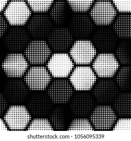 Spotted black and white grunge vector line background. Abstract halftone illustration background. Grunge grid polka dot background pattern
