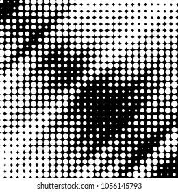 Spotted black and white grunge vector line background. Abstract halftone illustration background. Grunge grid polka dot background pattern
