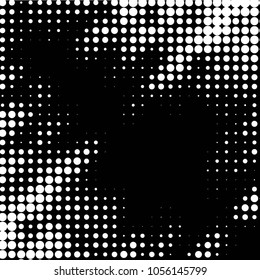 Spotted black and white grunge vector line background. Abstract halftone illustration background. Grunge grid polka dot background pattern
