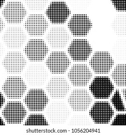 Spotted black and white grunge vector line background. Abstract halftone illustration background. Grunge grid polka dot background pattern
