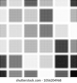Spotted black and white grunge vector line background. Abstract halftone illustration background. Grunge grid polka dot background pattern
