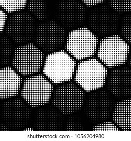 Spotted black and white grunge vector line background. Abstract halftone illustration background. Grunge grid polka dot background pattern
