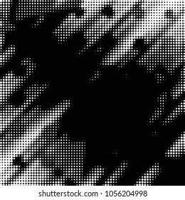 Spotted black and white grunge vector line background. Abstract halftone illustration background. Grunge grid polka dot background pattern
