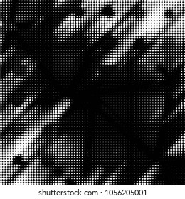 Spotted black and white grunge vector line background. Abstract halftone illustration background. Grunge grid polka dot background pattern
