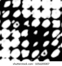 Spotted black and white grunge vector line background. Abstract halftone illustration background. Grunge grid polka dot background pattern
