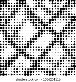 Spotted black and white grunge vector line background. Abstract halftone illustration background. Grunge grid polka dot background pattern
