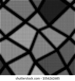 Spotted black and white grunge vector line background. Abstract halftone illustration background. Grunge grid polka dot background pattern
