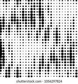 Spotted black and white grunge vector line background. Abstract halftone illustration background. Grunge grid polka dot background pattern
