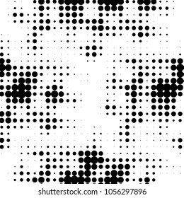 Spotted black and white grunge vector line background. Abstract halftone illustration background. Grunge grid polka dot background pattern
