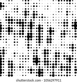 Spotted black and white grunge vector line background. Abstract halftone illustration background. Grunge grid polka dot background pattern
