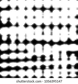 Spotted black and white grunge vector line background. Abstract halftone illustration background. Grunge grid polka dot background pattern
