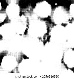 Spotted black and white grunge vector line background. Abstract halftone illustration background. Grunge grid polka dot background pattern
