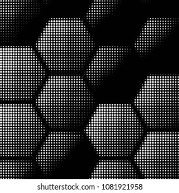 Spotted black and white grunge vector line background. Abstract halftone illustration background. Grunge grid polka dot background pattern
