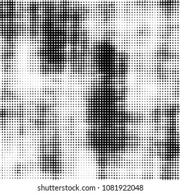 Spotted black and white grunge vector line background. Abstract halftone illustration background. Grunge grid polka dot background pattern
