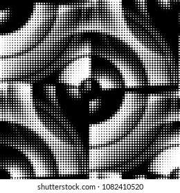 Spotted black and white grunge vector line background. Abstract halftone illustration background. Grunge grid polka dot background pattern
