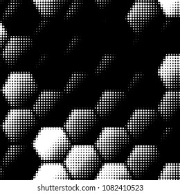 Spotted black and white grunge vector line background. Abstract halftone illustration background. Grunge grid polka dot background pattern
