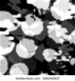 Spotted black and white grunge vector line background. Abstract halftone illustration background. Grunge grid polka dot background pattern
