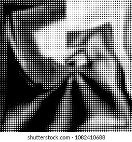 Spotted black and white grunge vector line background. Abstract halftone illustration background. Grunge grid polka dot background pattern
