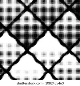 Spotted black and white grunge vector line background. Abstract halftone illustration background. Grunge grid polka dot background pattern
