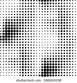 Spotted black and white grunge vector line background. Abstract halftone illustration background. Grunge grid polka dot background pattern
