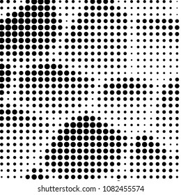 Spotted black and white grunge vector line background. Abstract halftone illustration background. Grunge grid polka dot background pattern
