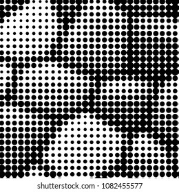 Spotted black and white grunge vector line background. Abstract halftone illustration background. Grunge grid polka dot background pattern
